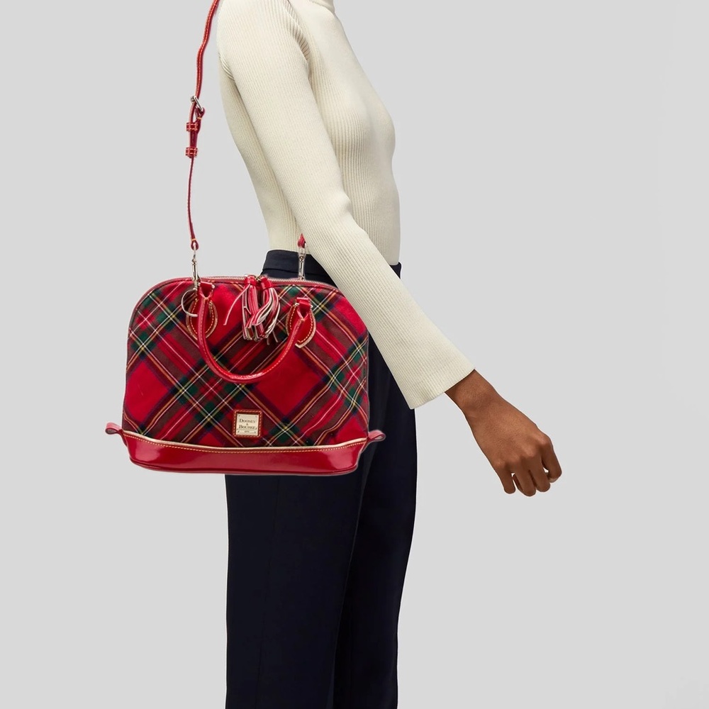 Dooney & Bourke Red Tartan Collection Satchel Red Plaid